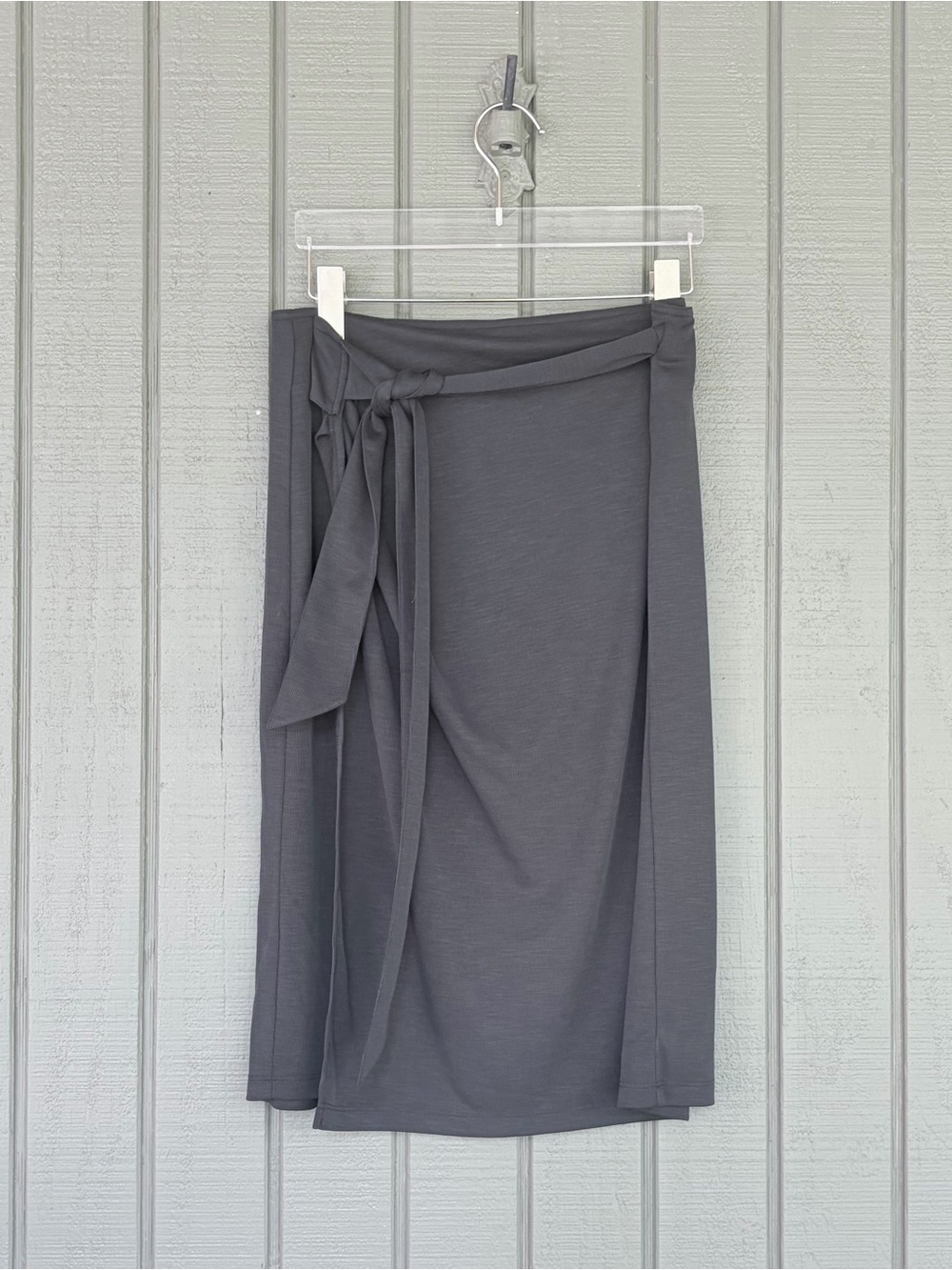 Brass Clothing Black Ribbed Modal Knit Midi Wrap Skirt M